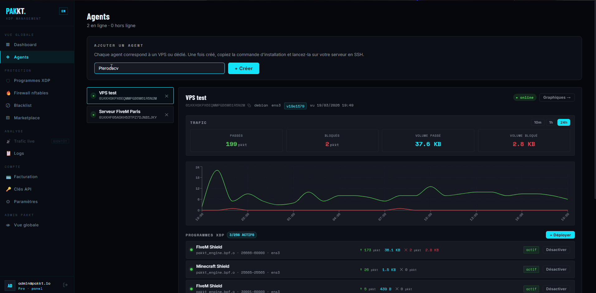 Entrez le nom de votre agent et cliquez sur + Créer