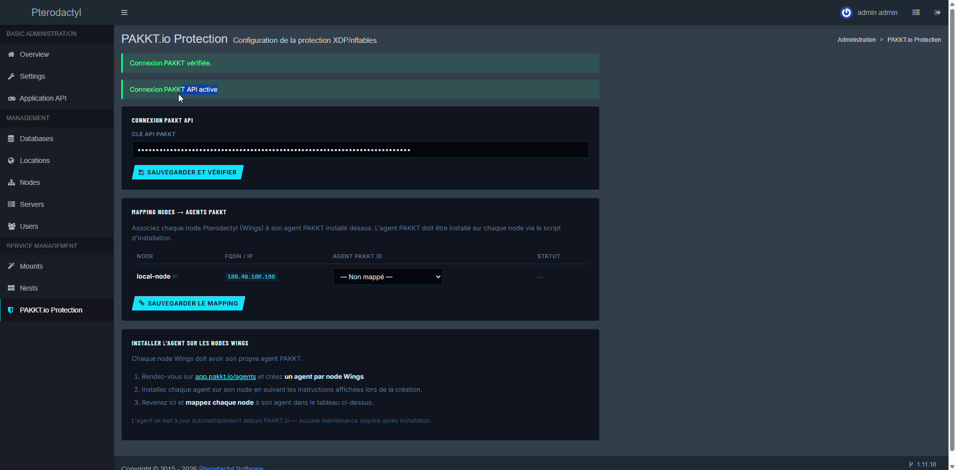 Connexion PAKKT vérifiée, API active